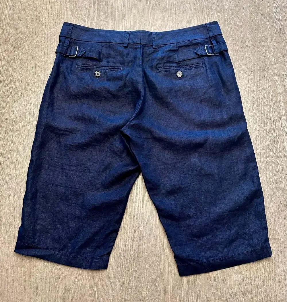 Vince 100% Linen Bermuda Shorts Navy Size 10 Adjustable Waist